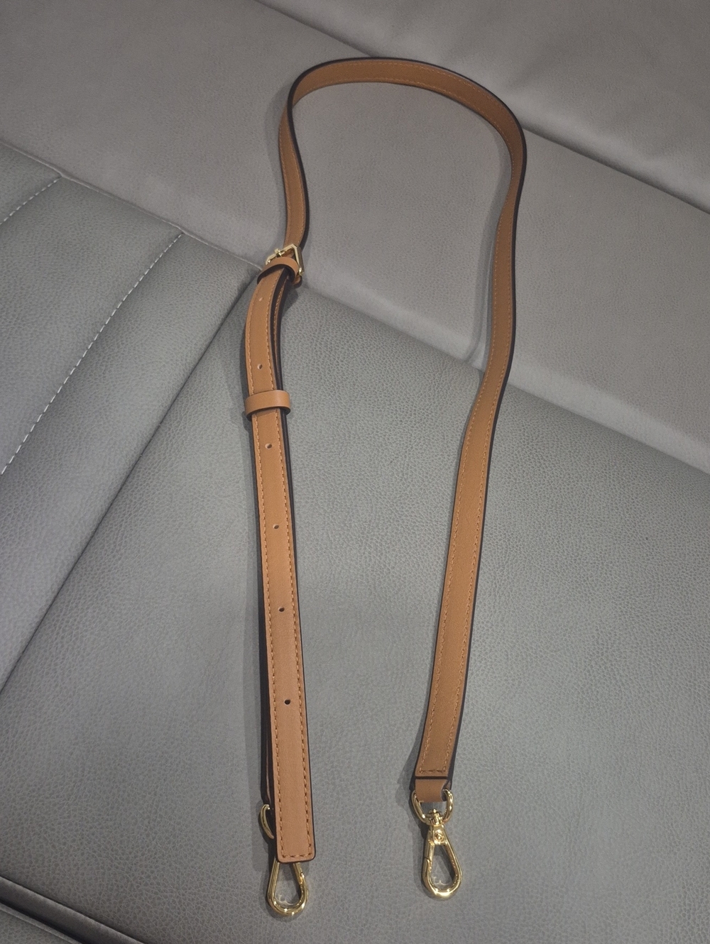 MCM Leather Adjustable Crossbody Strap in Cognac w/ Gold Hardware